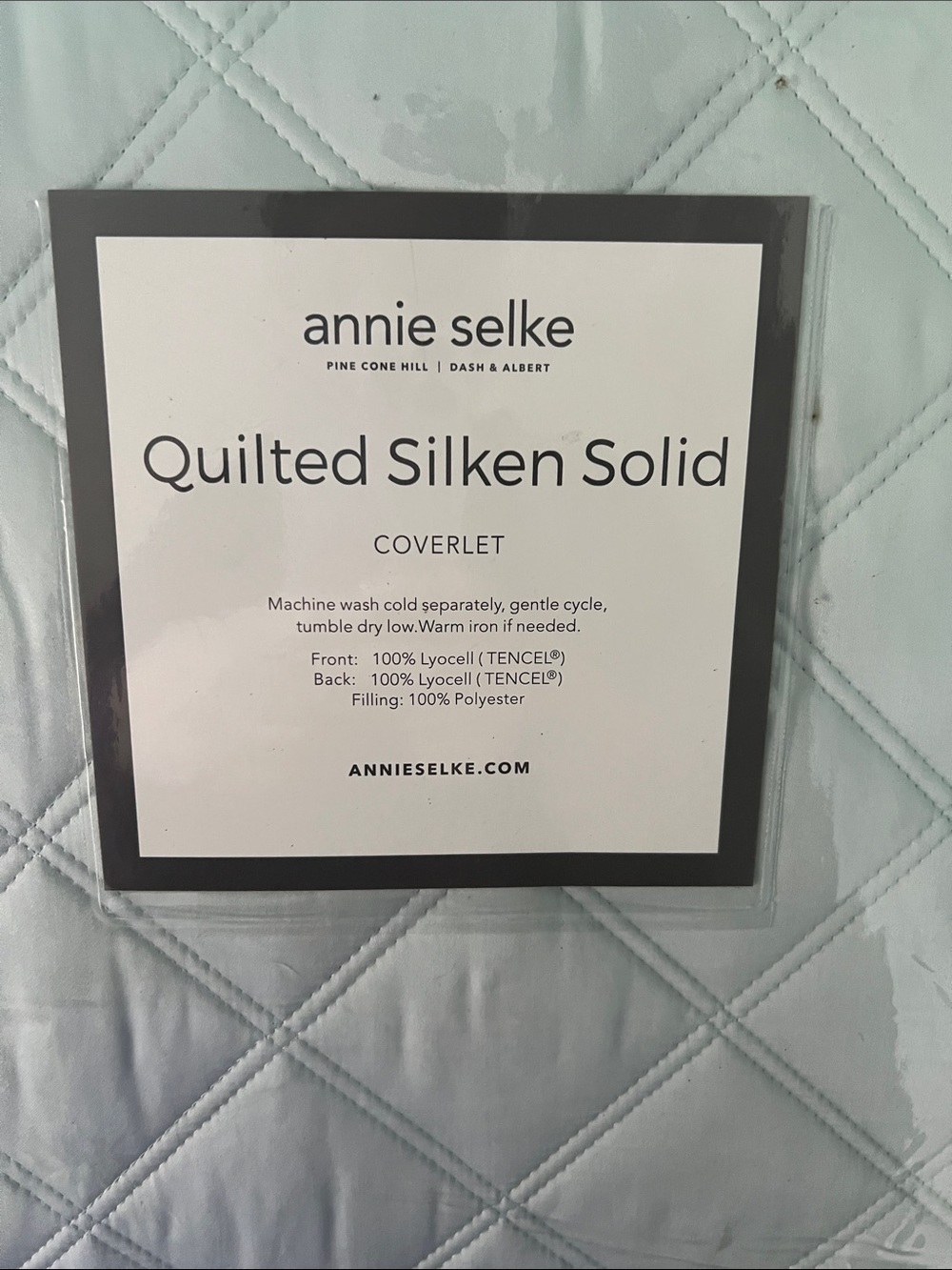 Annie Selke Quilted Silken Solid Coverlet in Light Blue